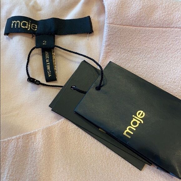 Maje Lorena Asymmetric Ruffle Crepe Top Peach M - Picture 11 of 15